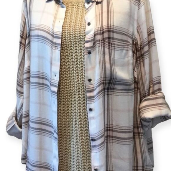 Plaid Long Sleeve Button Down Flannel Shirt NEW - Picture 3 of 4